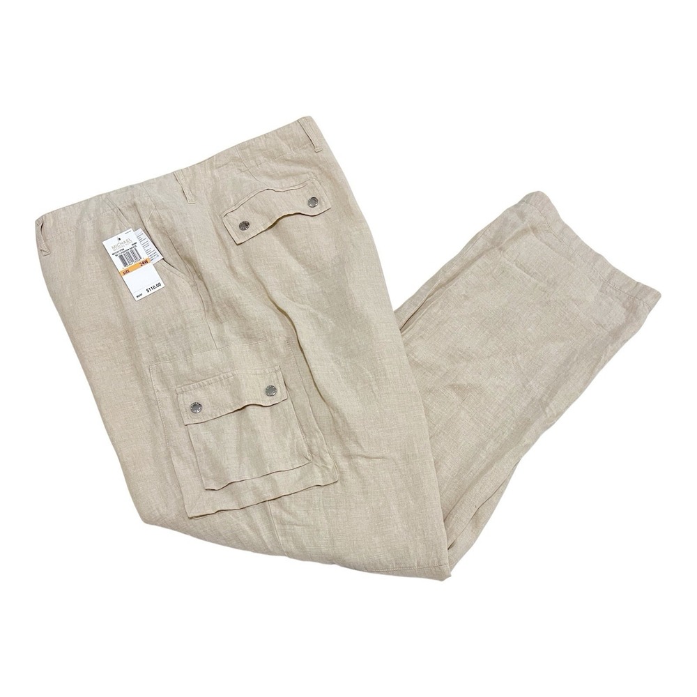 Michael‎ Kors Linen Cargo Pants Women's Plus 24W Hemp Beige